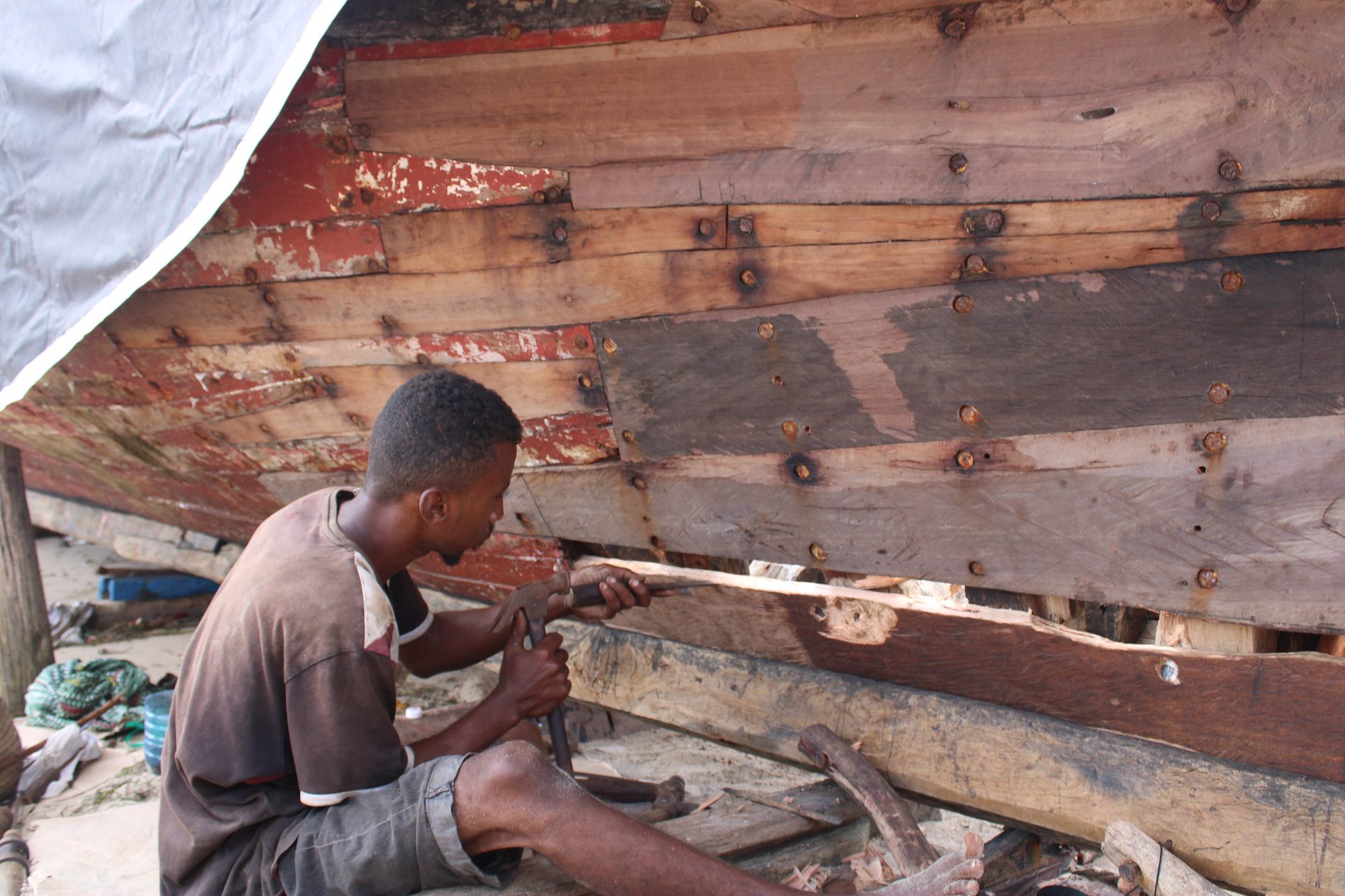 Traditional dhow building in Lamu