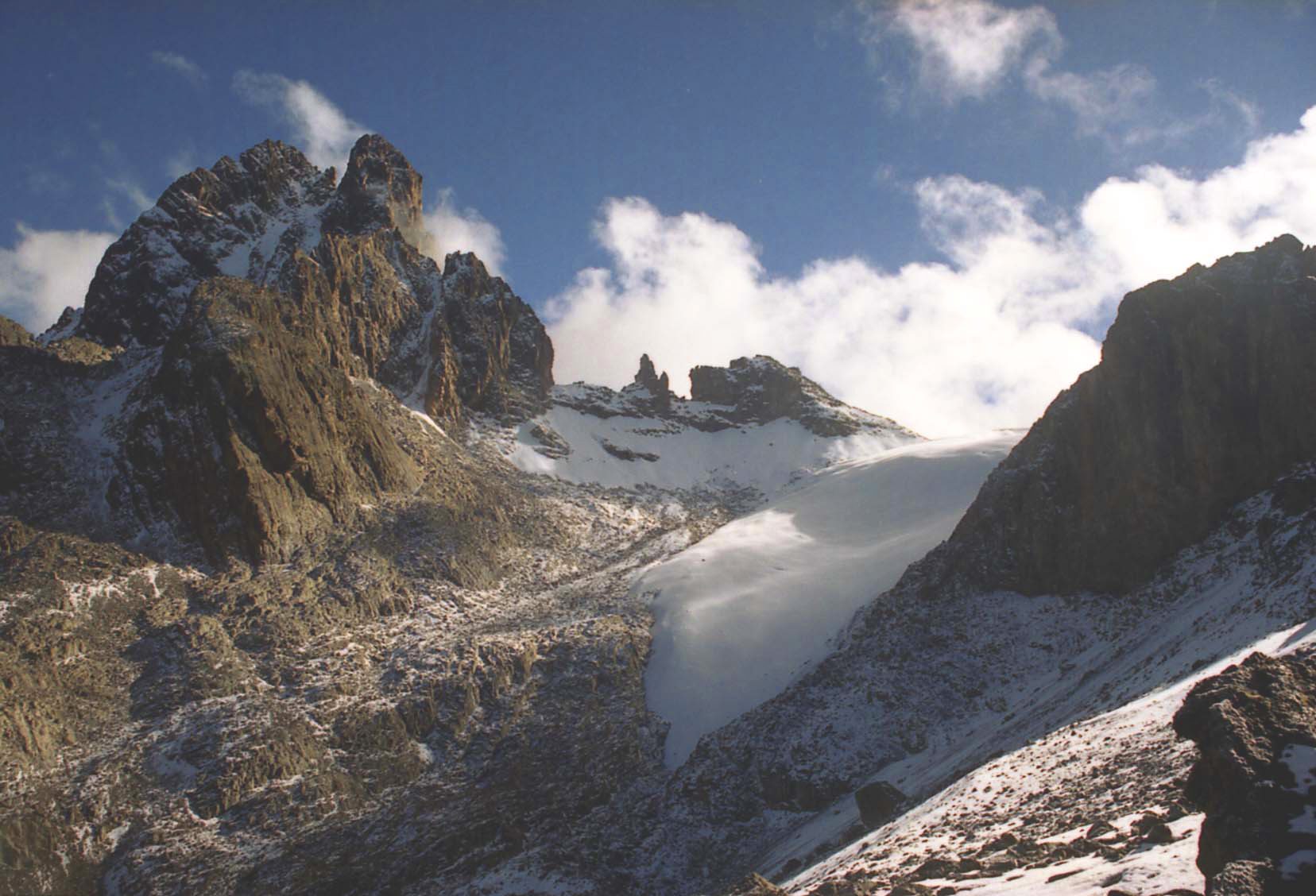 Batian and Nelion peaks with glacier